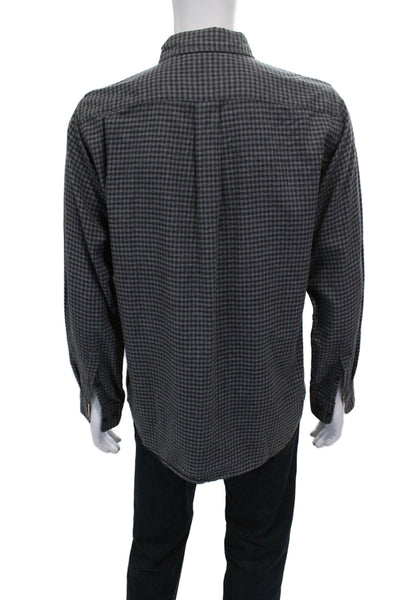 Uniqlo Mens Plaid Button Down Shirt Grey Cotton Size Medium