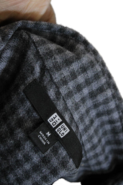 Uniqlo Mens Plaid Button Down Shirt Grey Cotton Size Medium