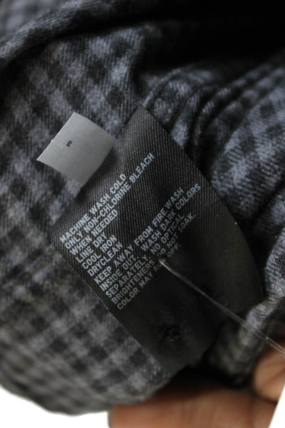 Uniqlo Mens Plaid Button Down Shirt Grey Cotton Size Medium