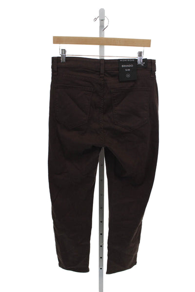 Monfrere Men Straight Jeans Brown Cotton Blend Button Size 31