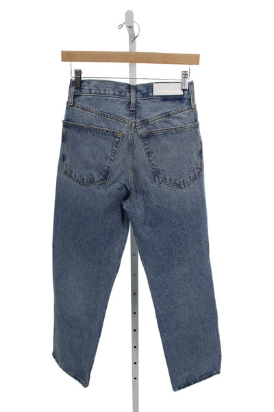 Re/Done Women Straight Jeans Blue High Rise Button 28 Inseam Size 23