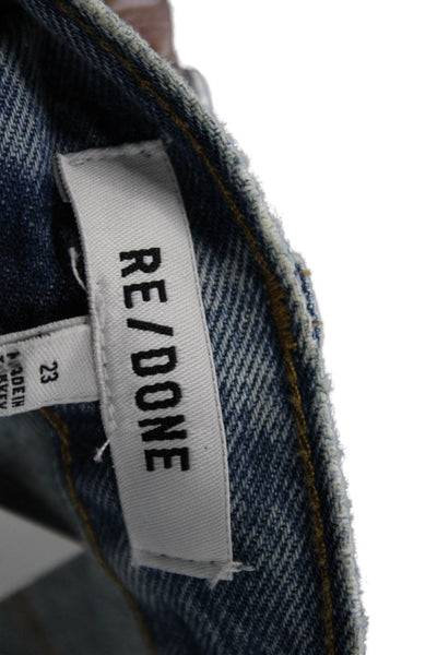 Re/Done Women Straight Jeans Blue High Rise Button 28 Inseam Size 23