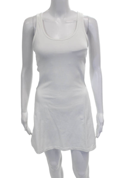 TNA Women Tank Dress White Scoop Neck Sleeveless Above Knee Nylon Size M