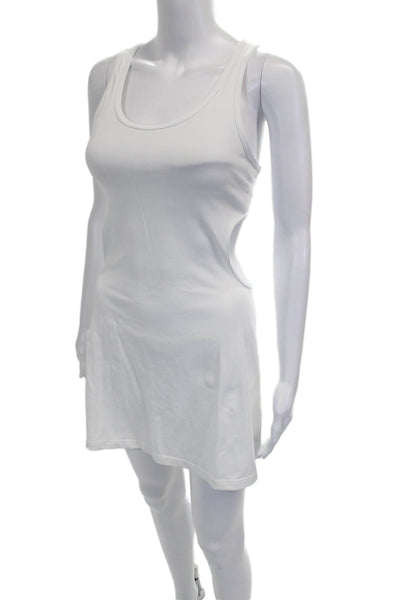 TNA Women Tank Dress White Scoop Neck Sleeveless Above Knee Nylon Size M