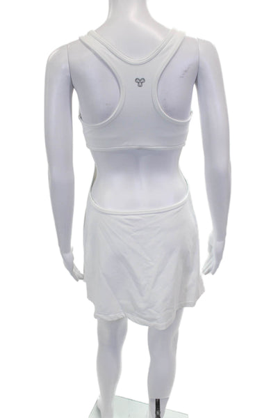 TNA Women Tank Dress White Scoop Neck Sleeveless Above Knee Nylon Size M
