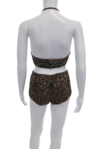 akoia Womens Two Piece Halter Batik Cotton Tie Sleeveless Multicolor Size M/L
