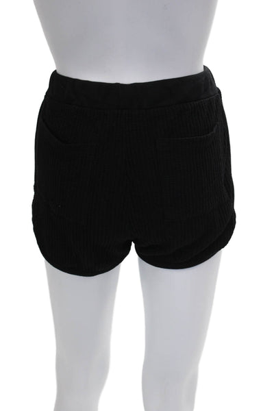 Stateside Womens Sweat Shorts Black Drawstring Supima Cotton Size S