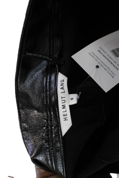 Helmut Lang Womens Black Lamb Leather Mini Skirt Button Size 0