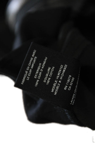 Helmut Lang Womens Black Lamb Leather Mini Skirt Button Size 0
