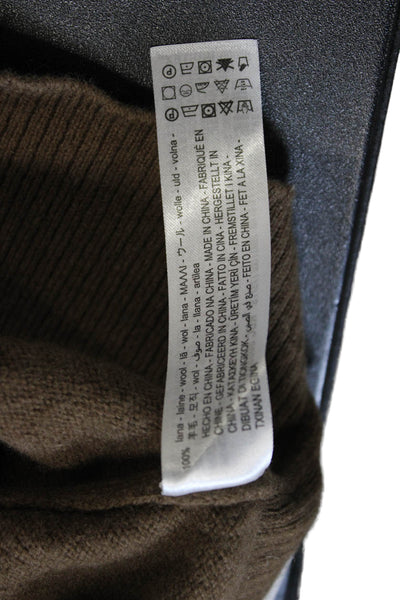 Zara Women Cardigan Brown V-Neck 100% Wool Long Sleeve Fall Size S