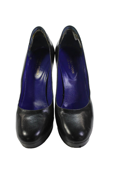 Sergio Rossi Womens Platform Slip On Heels Black Size 8.5