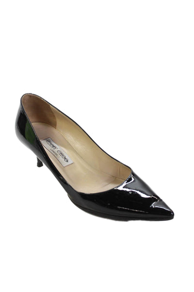 Jimmy Choo Womens Leather Pointed Toe Kitten Heels Black Size 8.5