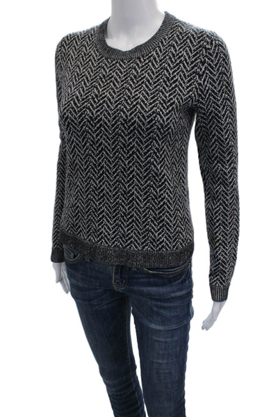 Theory Womens Pullover Sweater Wool Herringbone Long Sleeve Multi Size S