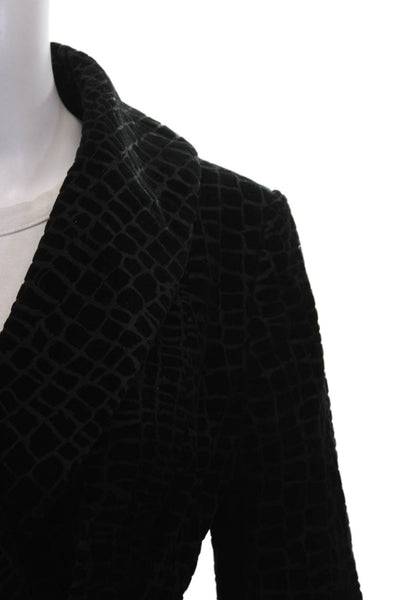 Trussardi Women Black Animal Print Cotton Basic Jacket Tie Long Sleeve Size 42