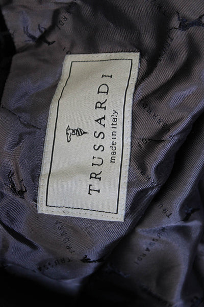 Trussardi Women Black Animal Print Cotton Basic Jacket Tie Long Sleeve Size 42