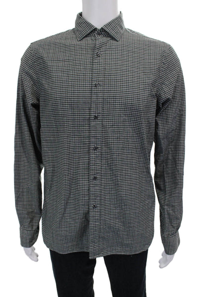 The Men's Store at Bloomingdale's Mens ButtonUp Check Cotton Shirt Green Size M