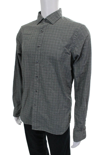 The Men's Store at Bloomingdale's Mens ButtonUp Check Cotton Shirt Green Size M