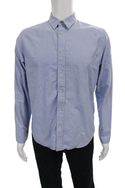 Rag & Bone Mens Button Up Blue Cotton Long Sleeve Collared Shirt Size M