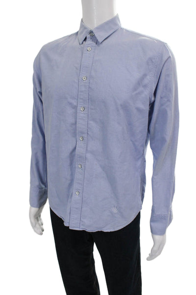 Rag & Bone Mens Button Up Blue Cotton Long Sleeve Collared Shirt Size M