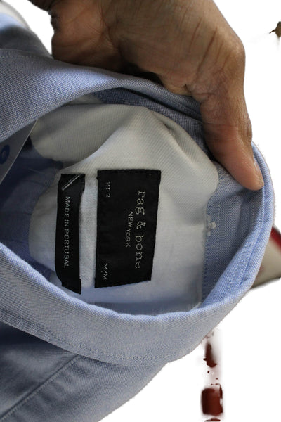 Rag & Bone Mens Button Up Blue Cotton Long Sleeve Collared Shirt Size M