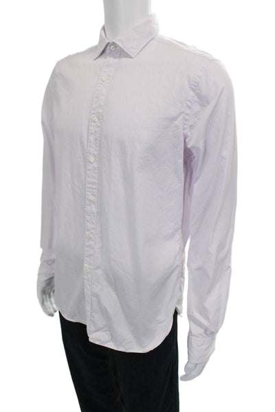 The Men's Store at Bloomingdale's Mens Pink Striped Button Up Shirt Size M