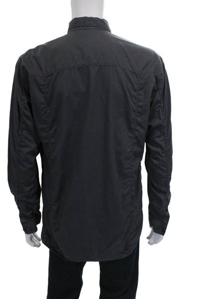 Zegna Sport Mens Button Up Collared Long Sleeve Gray Cotton Shirt Size M