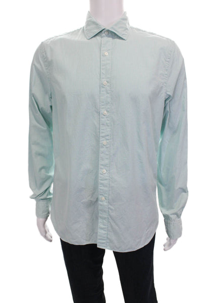 The Mens Store Bloomingdales Mens Button Up Green Check Shirt Size M