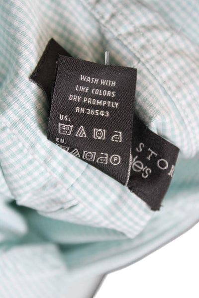The Mens Store Bloomingdales Mens Button Up Green Check Shirt Size M