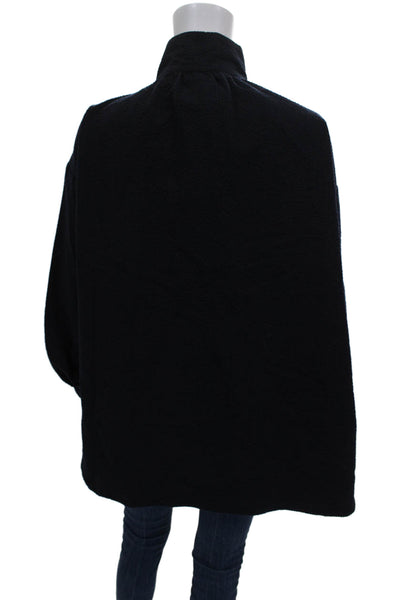 Gallego Desportes Women Black Collared Long Sleeve Tunic Button-Up Size S