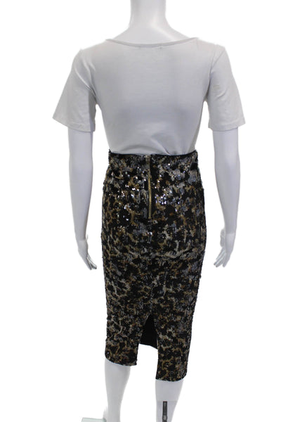 Le Superbe Women Long Pencil Skirt Black Animal Print Polyester Size M
