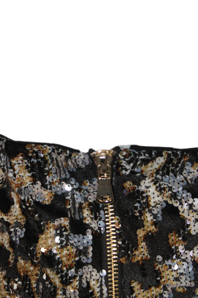Le Superbe Women Long Pencil Skirt Black Animal Print Polyester Size M