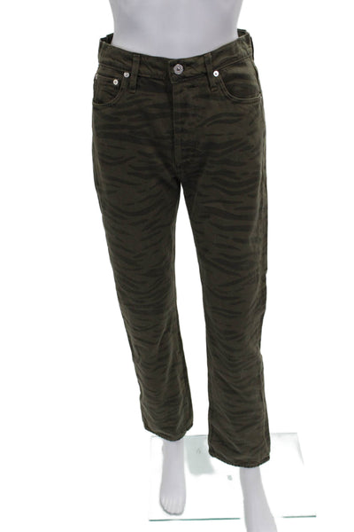 Citizens of Humanity Womens Straight Jeans Green Animal Print Low Rise Size 25