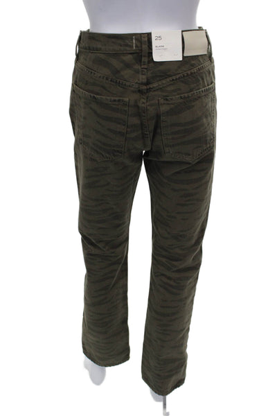 Citizens of Humanity Womens Straight Jeans Green Animal Print Low Rise Size 25