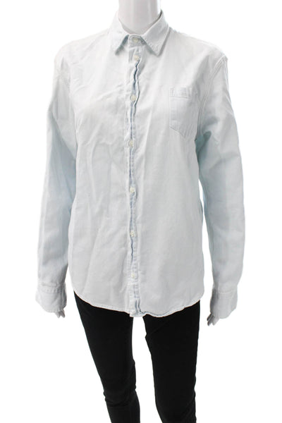 Frank & Eileen Mens Blue Cotton Collared Long Sleeve Basic Button-Up Size S