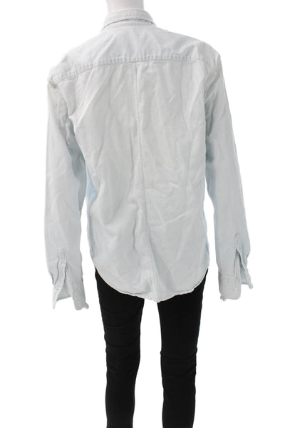 Frank & Eileen Mens Blue Cotton Collared Long Sleeve Basic Button-Up Size S