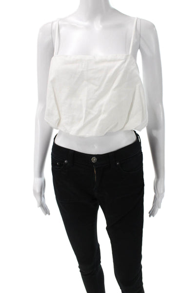 ONIA Womens White Linen Blend Square Neck Camisole Size 2
