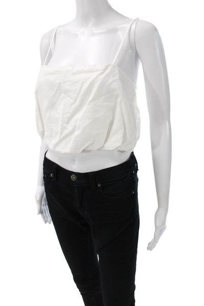 ONIA Womens White Linen Blend Square Neck Camisole Size 2