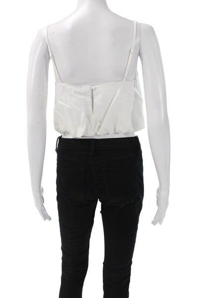 ONIA Womens White Linen Blend Square Neck Camisole Size 2