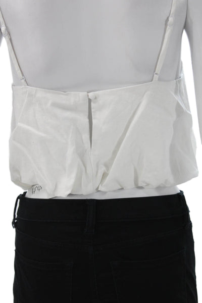 ONIA Womens White Linen Blend Square Neck Camisole Size 2