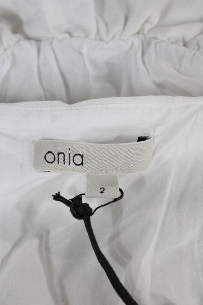 ONIA Womens White Linen Blend Square Neck Camisole Size 2