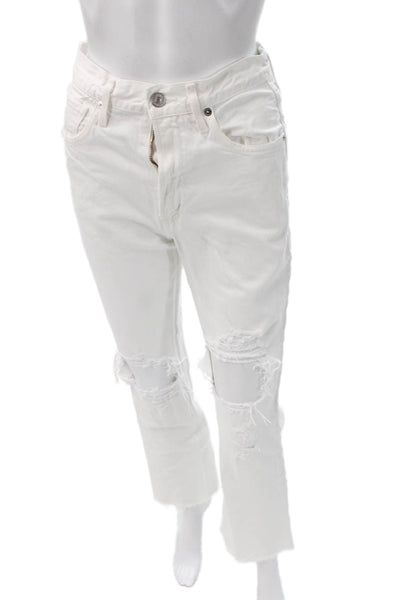 Citizens of Humanity Women Cropped High Rise Jeans White Size 24