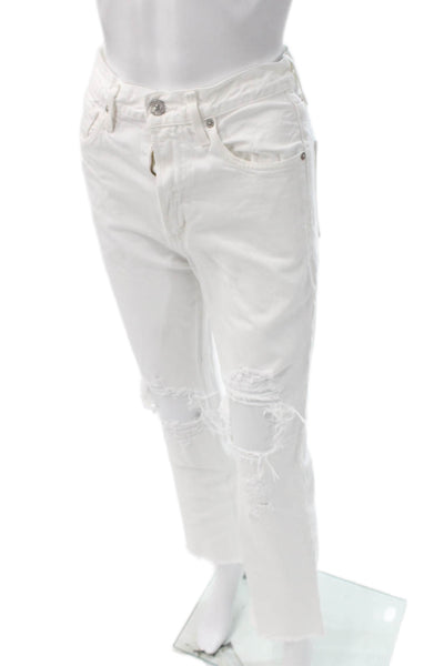 Citizens of Humanity Women Cropped High Rise Jeans White Size 24