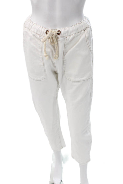 One Teaspoon Womens Jogger Pants White Cotton Drawstring Size XS