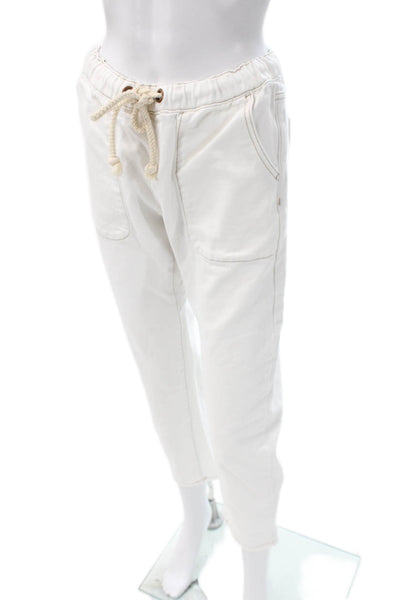 One Teaspoon Womens Jogger Pants White Cotton Drawstring Size XS
