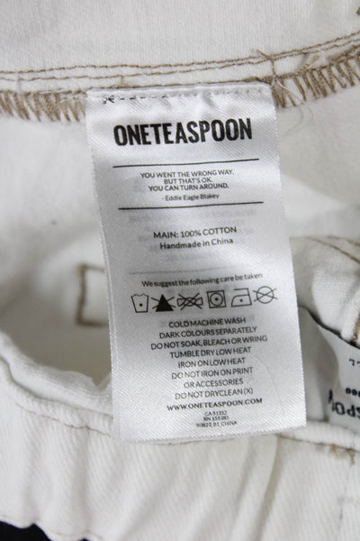 One Teaspoon Womens Jogger Pants White Cotton Drawstring Size XS