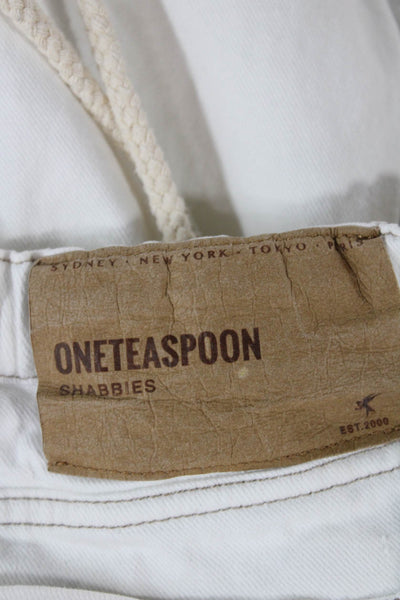 One Teaspoon Womens Jogger Pants White Cotton Drawstring Size XS