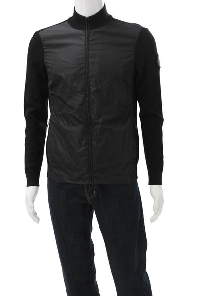 Canada Goose Mens Black Merino Wool Full Zip Sweater Mock Neck Size M