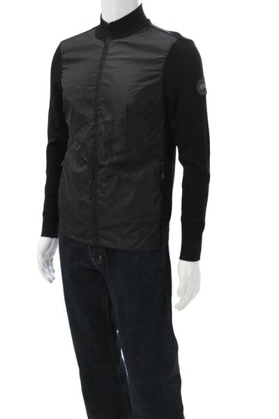 Canada Goose Mens Black Merino Wool Full Zip Sweater Mock Neck Size M