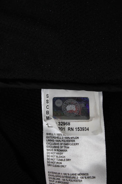 Canada Goose Mens Black Merino Wool Full Zip Sweater Mock Neck Size M
