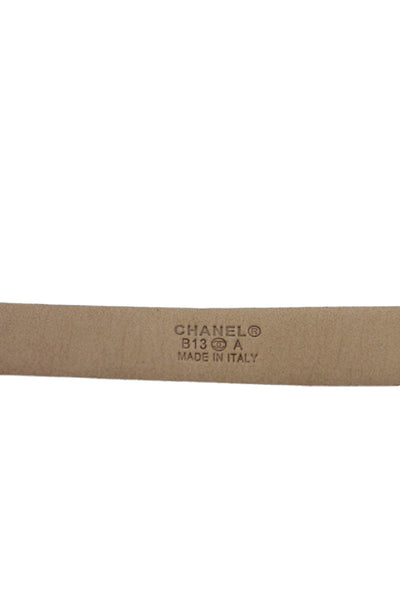 Chanel Womens Leather CC Skinny Belt Black Size 30